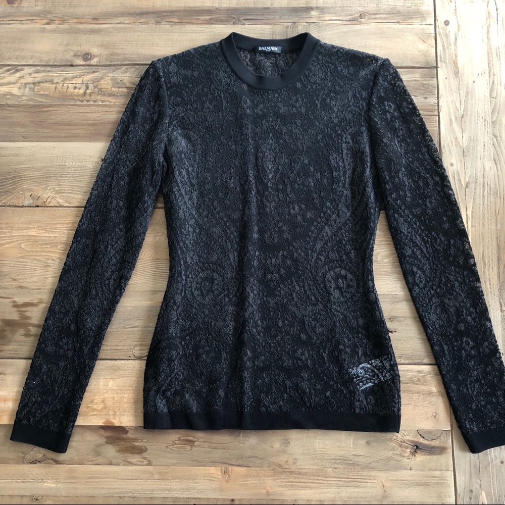 BALMAIN LACE LONG SLEEVE TOP
